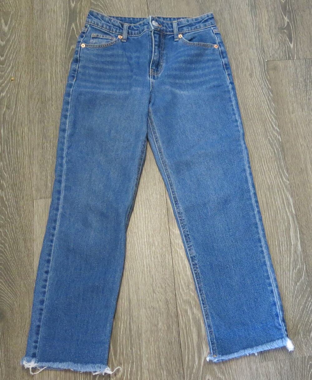 WILD FABLE High Rise Straight Ankle Jeans Size 2 Women Fringe Medium Wash Blue